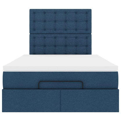 Ottoman-Bett mit Matratze & LEDs Blau 120x200 cm Stoff