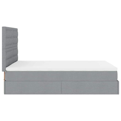 Ottoman-Bett mit Matratze & LEDs Hellgrau 140x190 cm Stoff