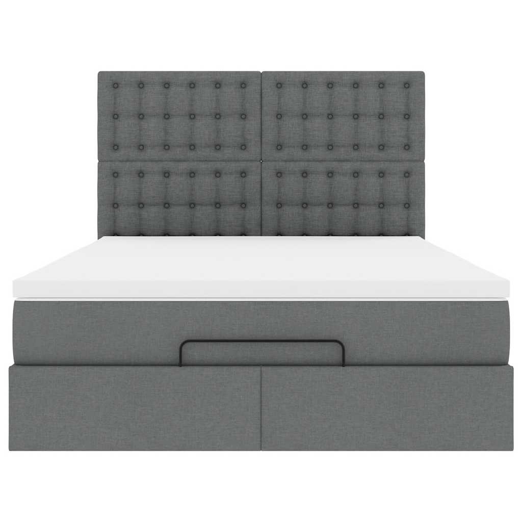 Ottoman-Bett mit Matratze & LEDs Dunkelgrau 140x190 cm Stoff