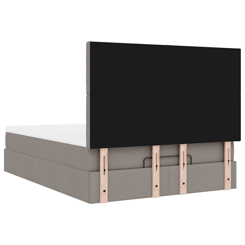 Ottoman-Bett mit Matratze & LEDs Taupe 140x190 cm Stoff