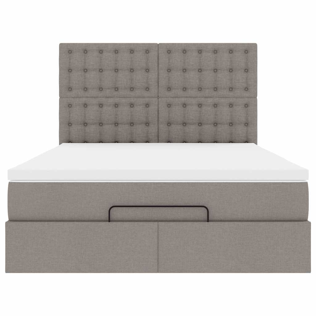 Ottoman-Bett mit Matratze & LEDs Taupe 140x190 cm Stoff