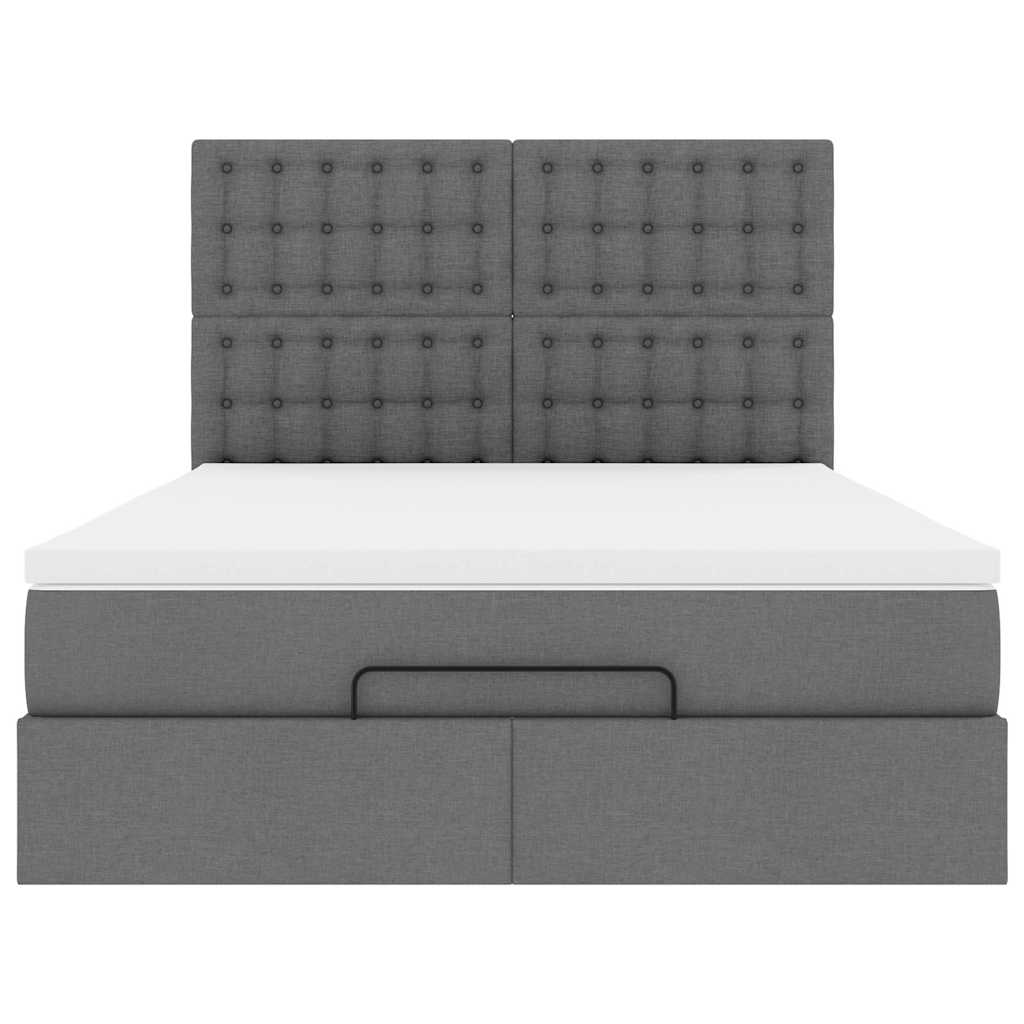Ottoman-Bett mit Matratze & LEDs Dunkelgrau 140x200 cm Stoff