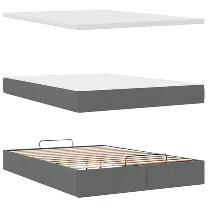 Ottoman-Bett mit Matratze & LEDs Dunkelgrau 140x200 cm Stoff