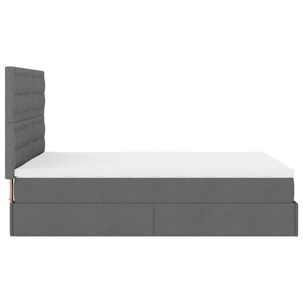 Ottoman-Bett mit Matratze & LEDs Dunkelgrau 140x200 cm Stoff