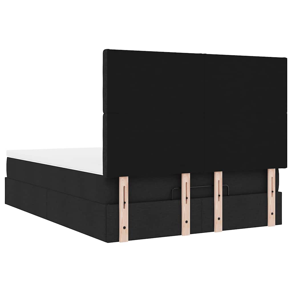 Ottoman-Bett mit Matratze & LEDs Schwarz 140x200 cm Stoff