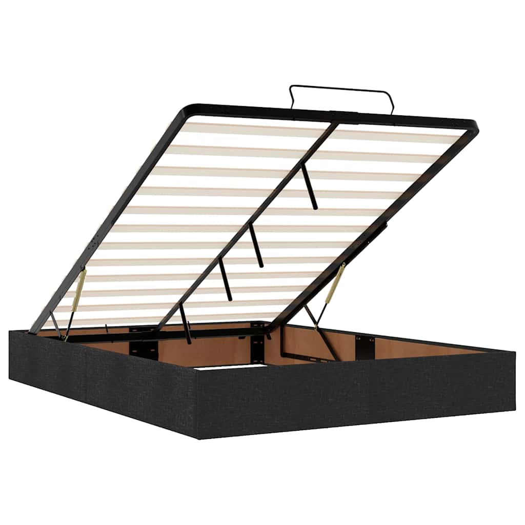 Ottoman-Bett mit Matratze & LEDs Schwarz 140x200 cm Stoff