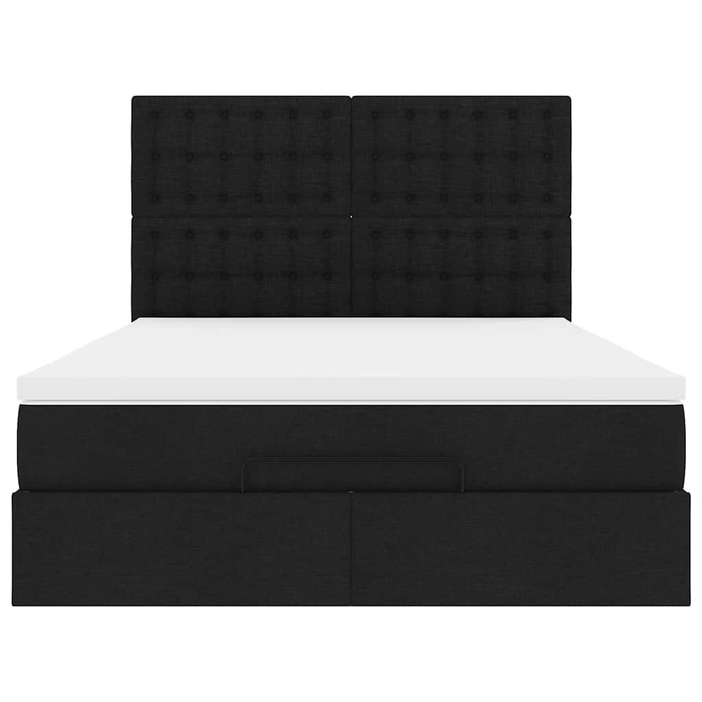 Ottoman-Bett mit Matratze & LEDs Schwarz 140x200 cm Stoff