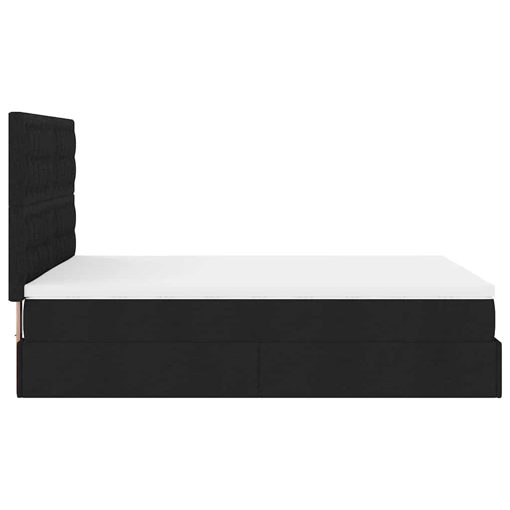 Ottoman-Bett mit Matratze & LEDs Schwarz 140x200 cm Stoff