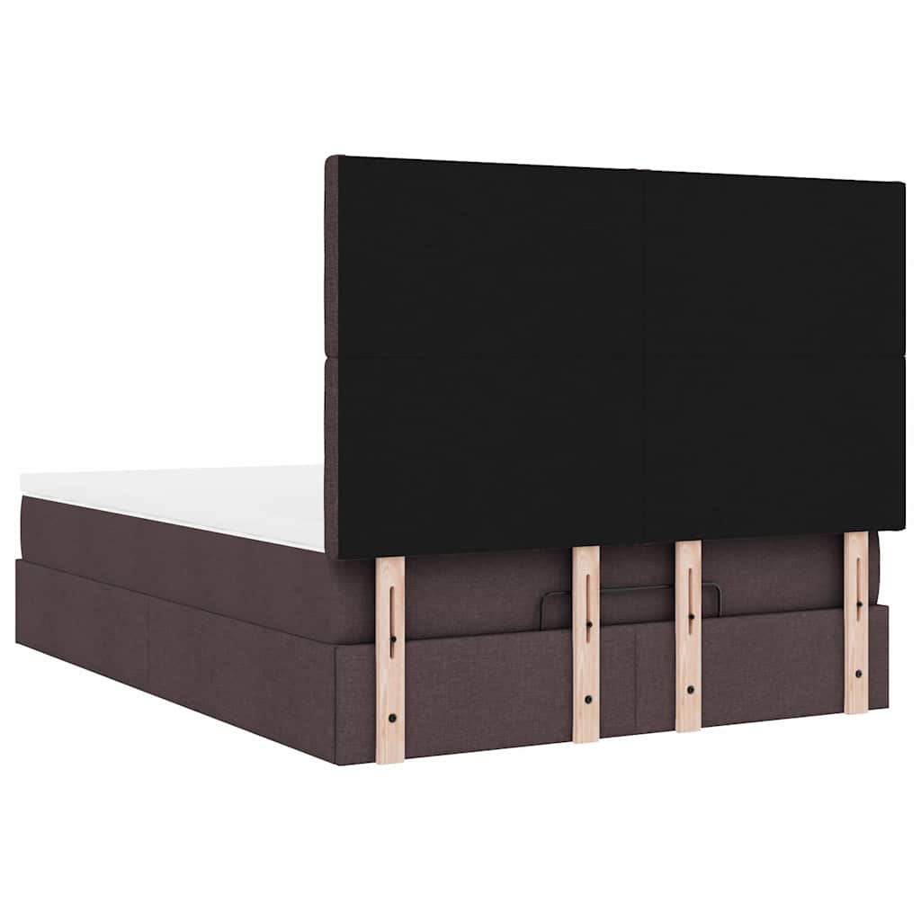 Ottoman-Bett mit Matratze & LEDs Dunkelbraun 140x200 cm Stoff