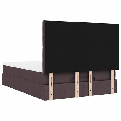 Ottoman-Bett mit Matratze & LEDs Dunkelbraun 140x200 cm Stoff
