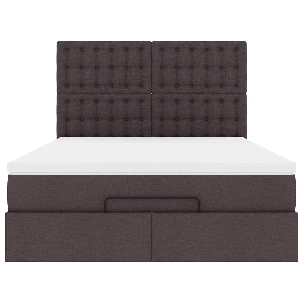 Ottoman-Bett mit Matratze & LEDs Dunkelbraun 140x200 cm Stoff