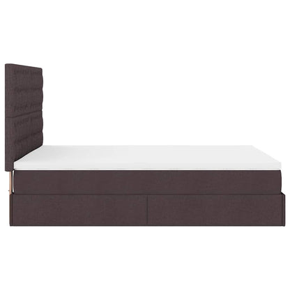 Ottoman-Bett mit Matratze & LEDs Dunkelbraun 140x200 cm Stoff