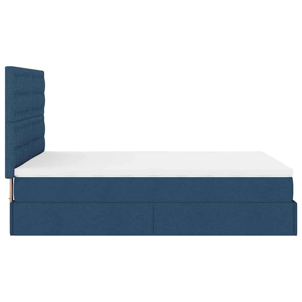 Ottoman-Bett mit Matratze & LEDs Blau 140x200 cm Stoff