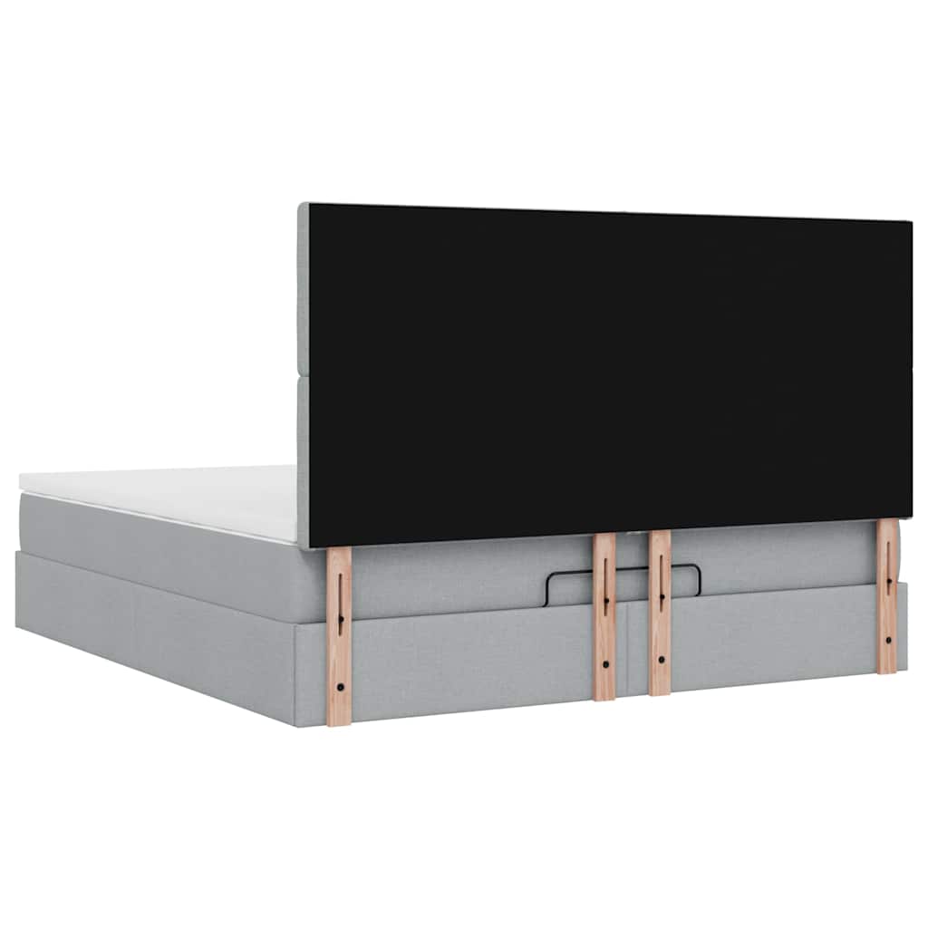 Ottoman-Bett mit Matratze & LEDs Hellgrau 160x200 cm Stoff