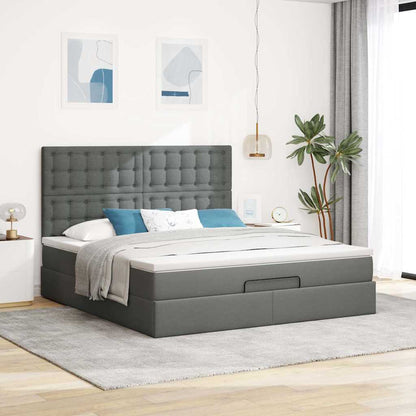Ottoman-Bett mit Matratze & LEDs Dunkelgrau 160x200 cm Stoff