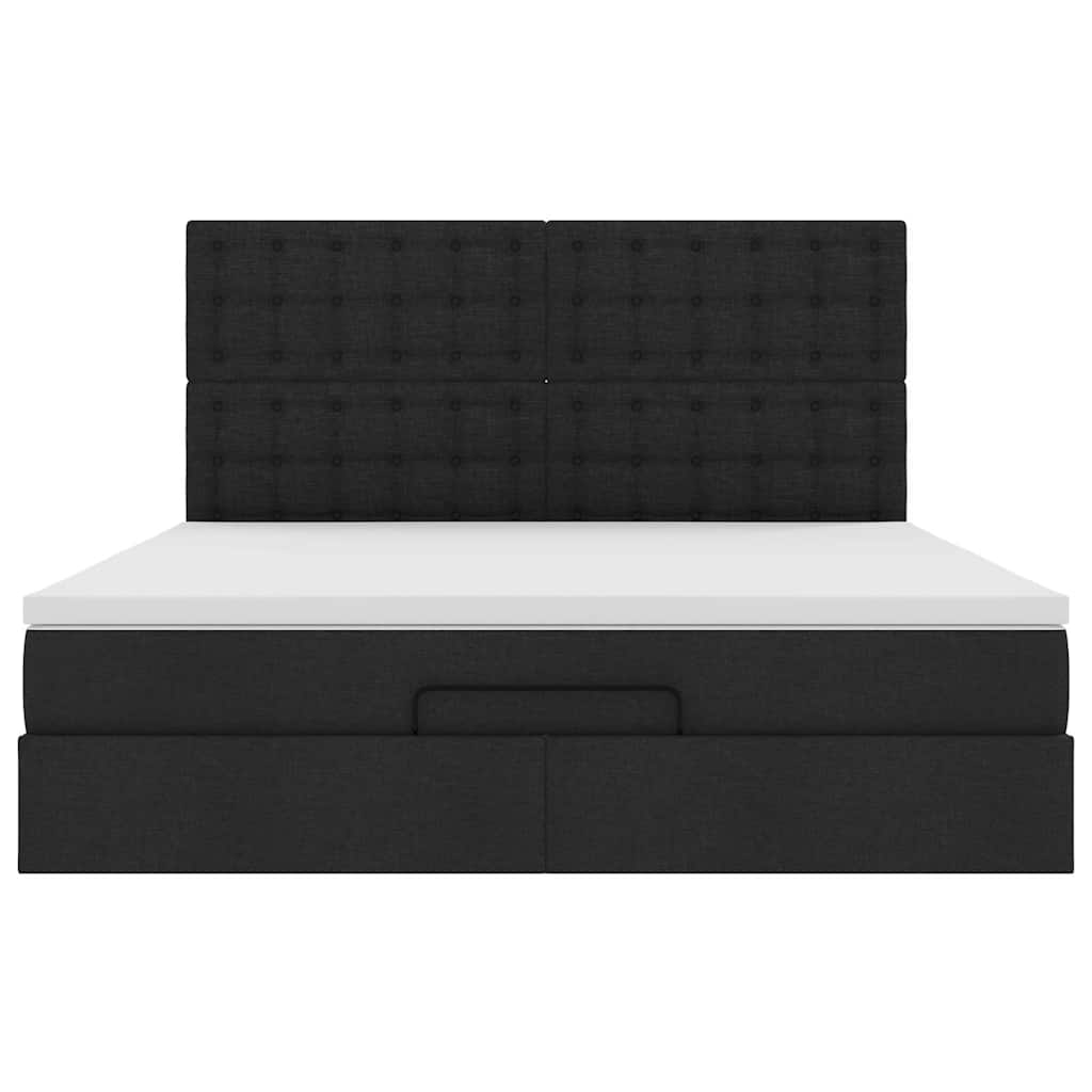 Ottoman-Bett mit Matratze & LEDs Schwarz 160x200 cm Stoff