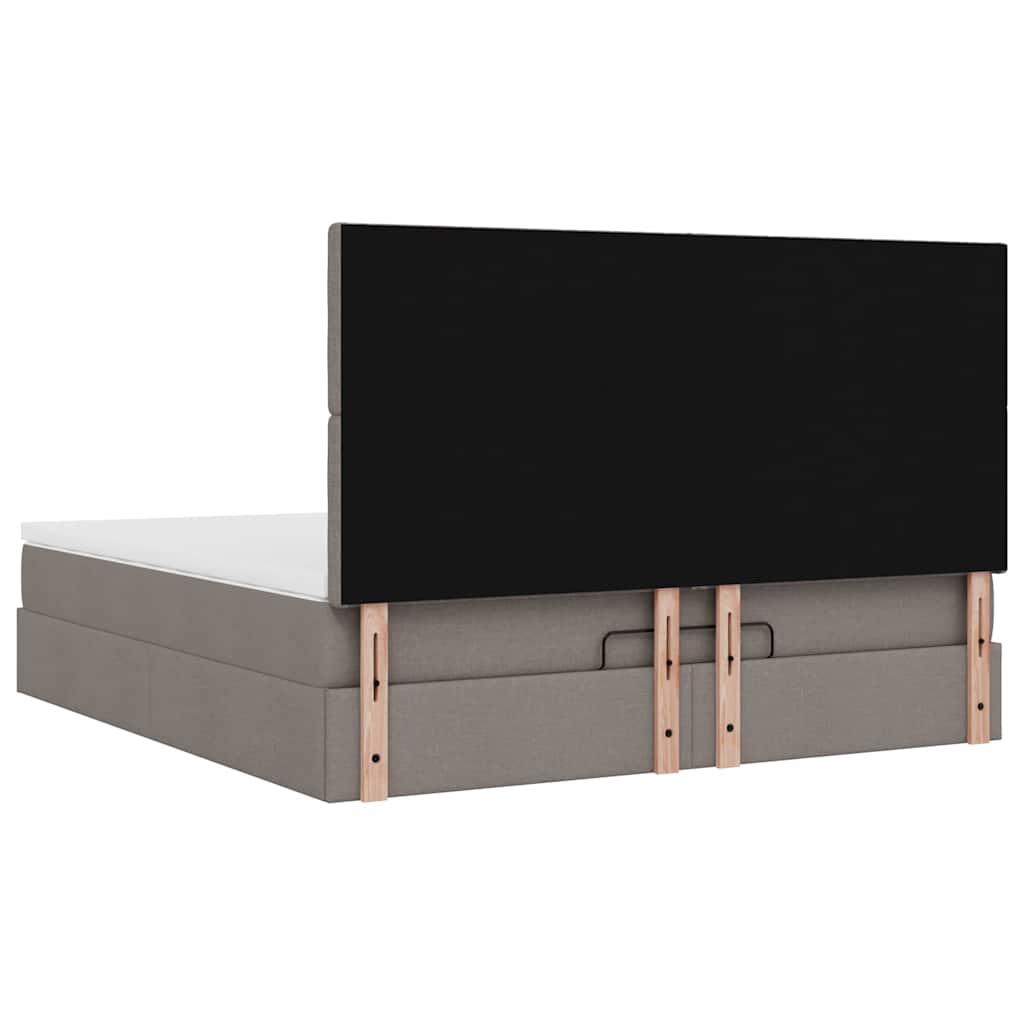 Ottoman-Bett mit Matratze & LEDs Taupe 160x200 cm Stoff
