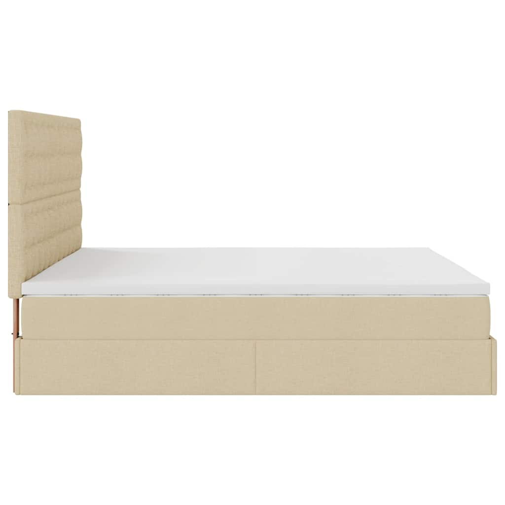 Ottoman-Bett mit Matratze & LEDs Creme 160x200 cm Stoff