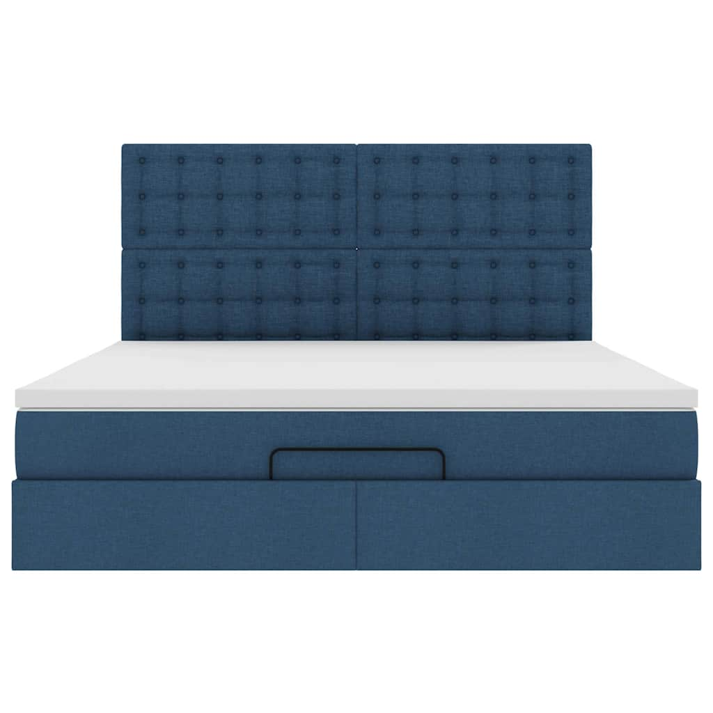 Ottoman-Bett mit Matratze & LEDs Blau 160x200 cm Stoff