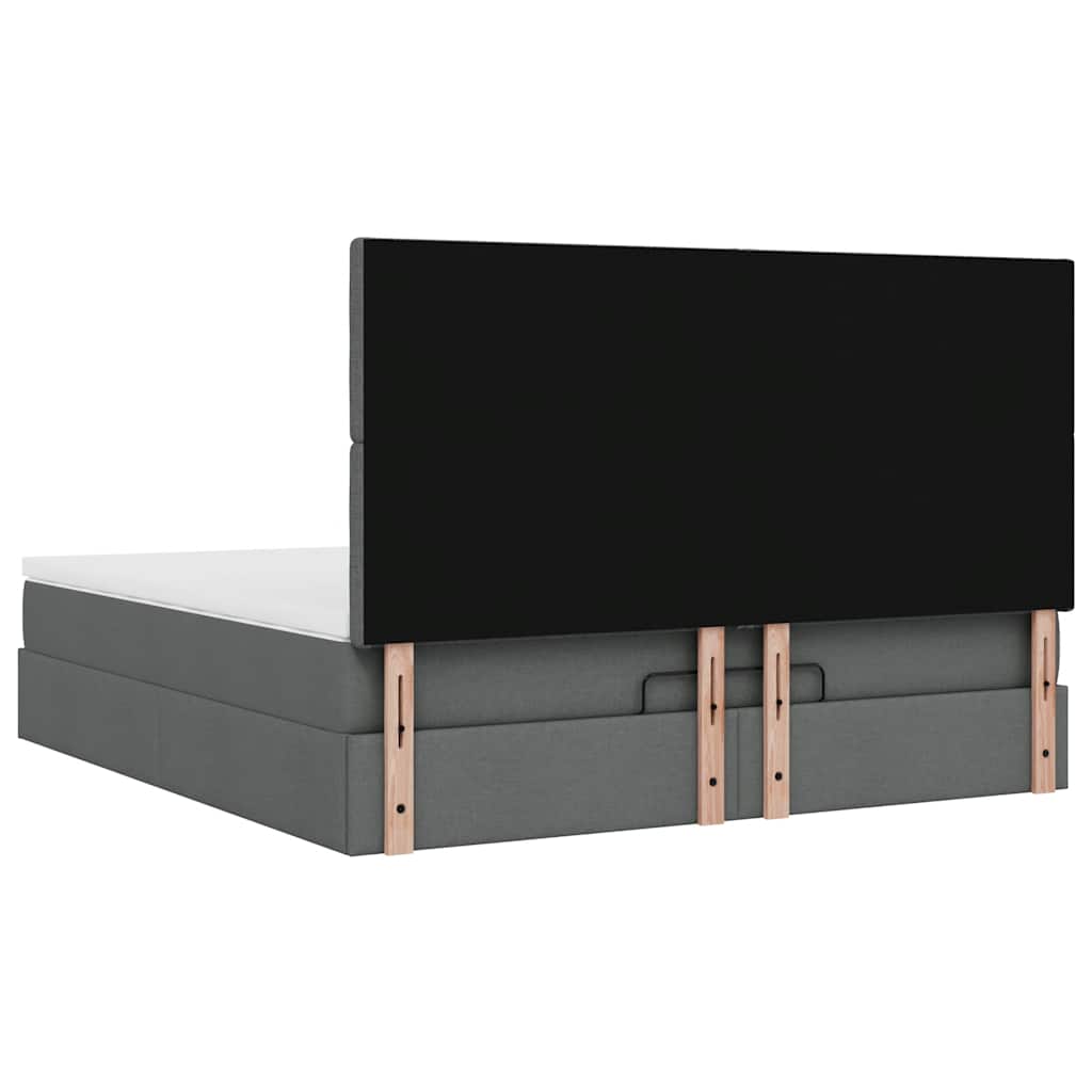 Ottoman-Bett mit Matratze & LEDs Dunkelgrau 180x200 cm Stoff