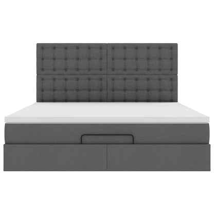 Ottoman-Bett mit Matratze & LEDs Dunkelgrau 180x200 cm Stoff
