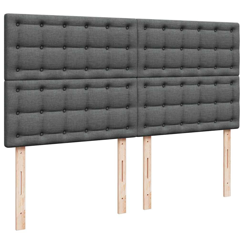 Lit ottoman avec matelas et LED tissu gris foncé 180x200 cm