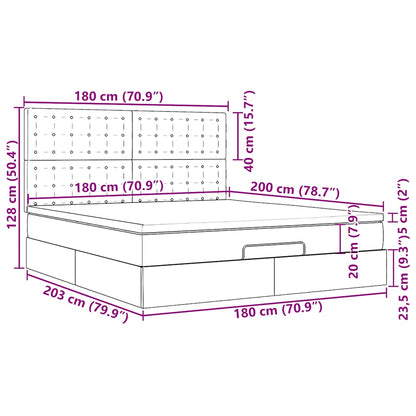 Ottoman-Bett mit Matratze & LEDs Taupe 180x200 cm Stoff