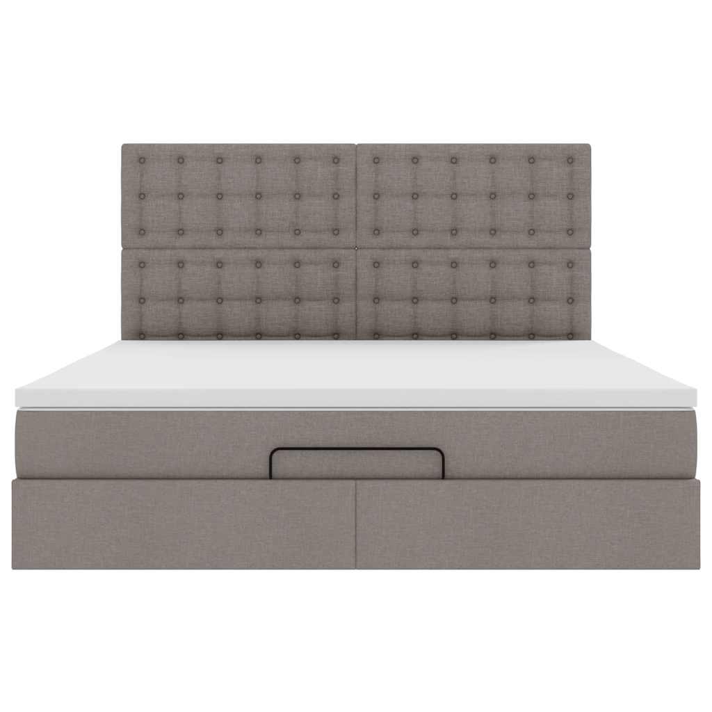 Ottoman-Bett mit Matratze & LEDs Taupe 180x200 cm Stoff