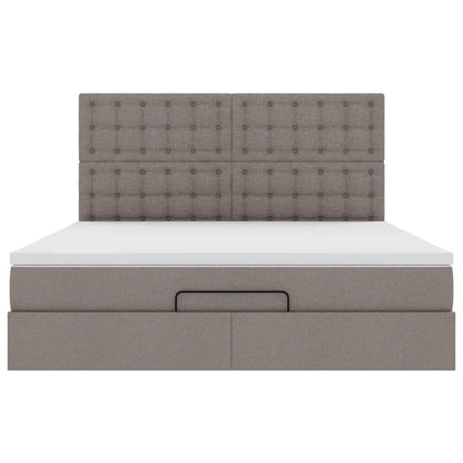 Ottoman-Bett mit Matratze & LEDs Taupe 180x200 cm Stoff