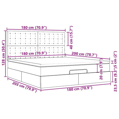 Ottoman-Bett mit Matratze & LEDs Creme 180x200 cm Stoff