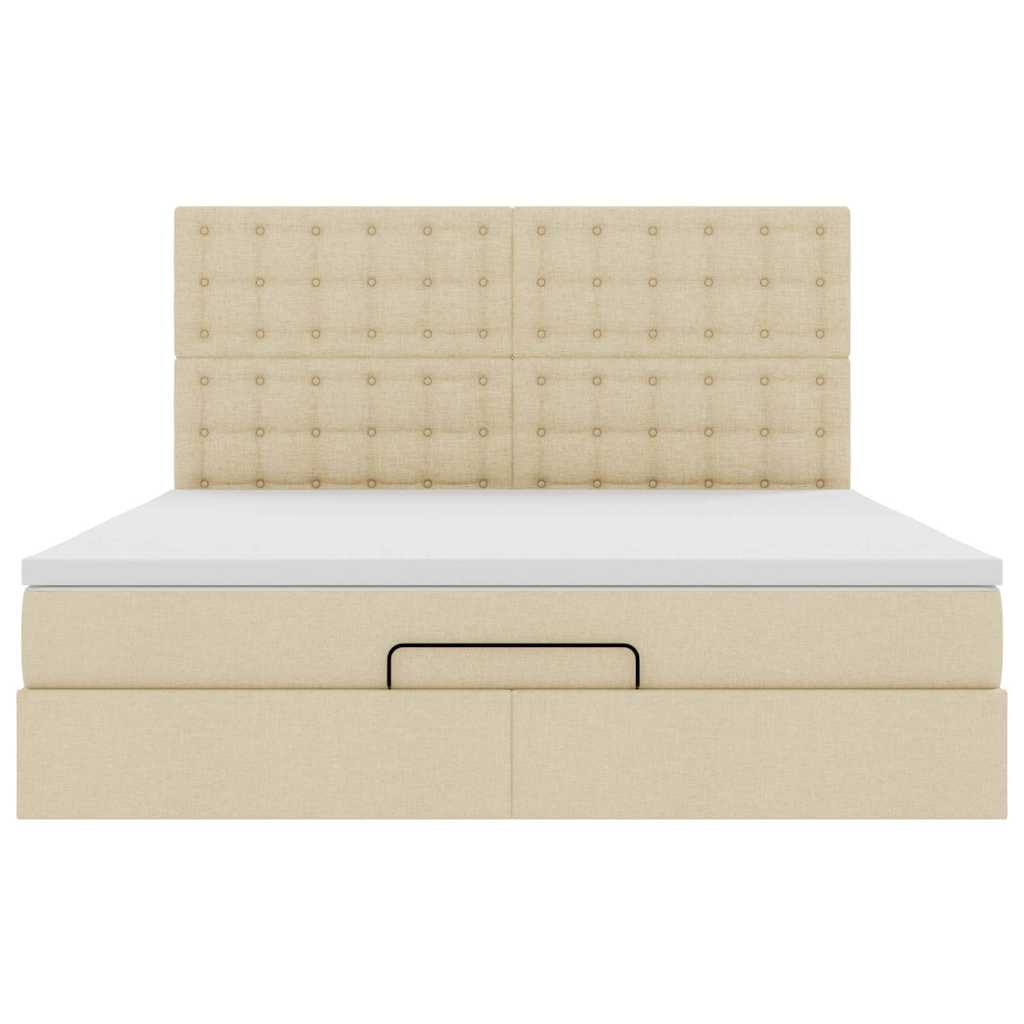 Ottoman-Bett mit Matratze & LEDs Creme 180x200 cm Stoff