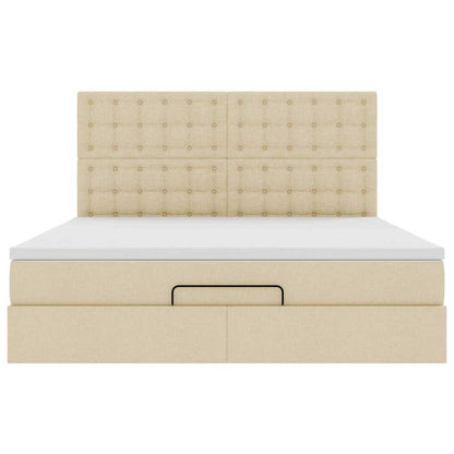 Ottoman-Bett mit Matratze & LEDs Creme 180x200 cm Stoff