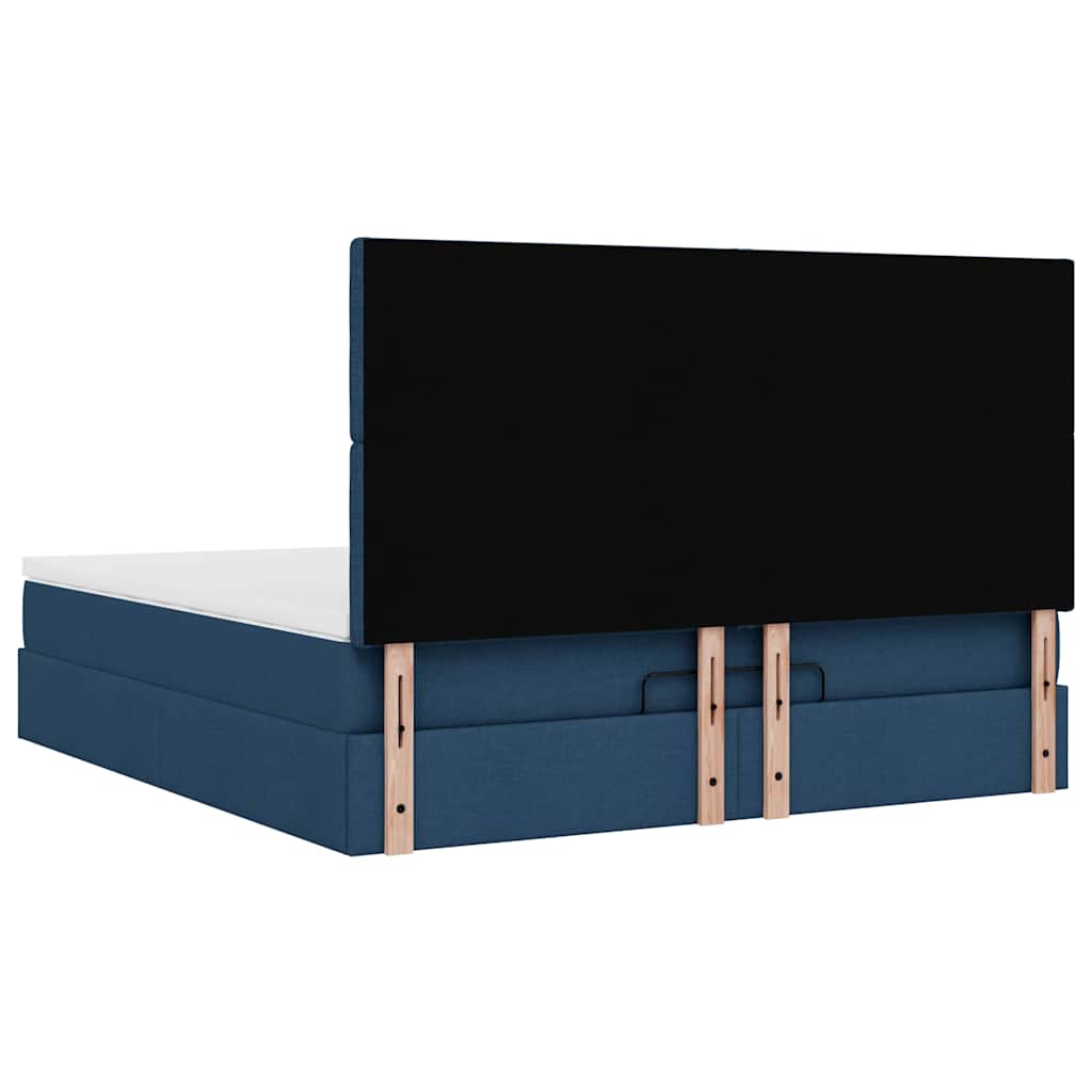 Ottoman-Bett mit Matratze & LEDs Blau 180x200 cm Stoff