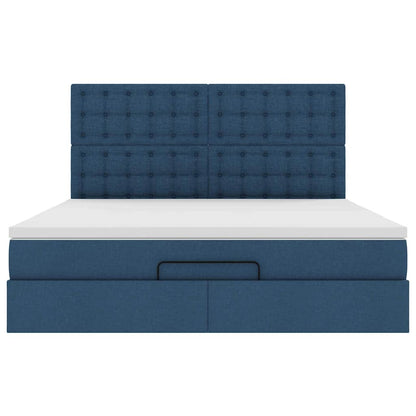 Ottoman-Bett mit Matratze & LEDs Blau 180x200 cm Stoff