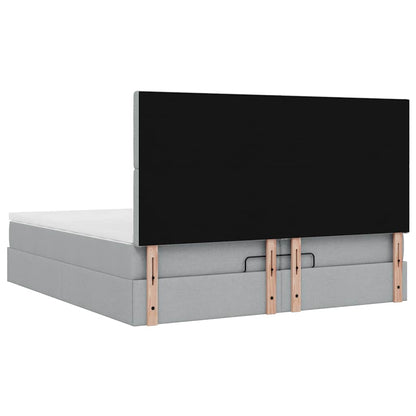 Ottoman-Bett mit Matratzen & LEDs Hellgrau 200x200 cm Stoff