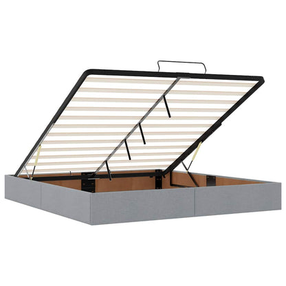 Ottoman-Bett mit Matratzen & LEDs Hellgrau 200x200 cm Stoff