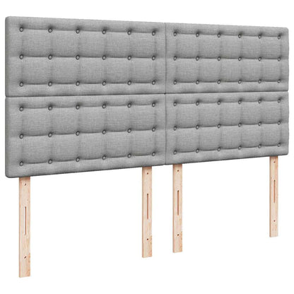 Ottoman-Bett mit Matratzen & LEDs Hellgrau 200x200 cm Stoff