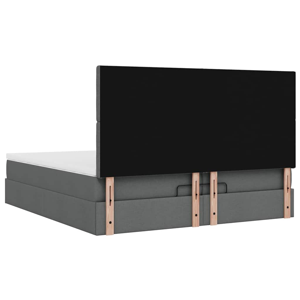 Ottoman-Bett mit Matratzen & LEDs Dunkelgrau 200x200 cm Stoff