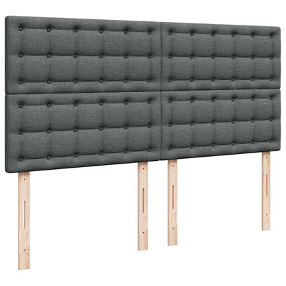 Ottoman-Bett mit Matratzen & LEDs Dunkelgrau 200x200 cm Stoff