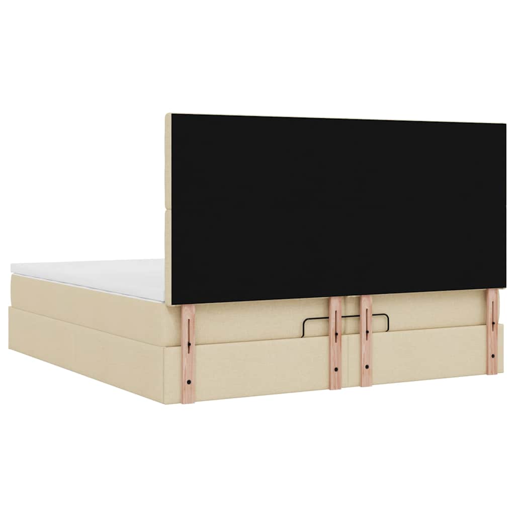 Ottoman-Bett mit Matratzen & LEDs Creme 200x200 cm Stoff