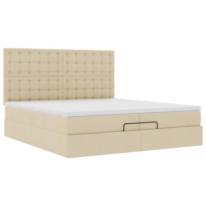 Ottoman-Bett mit Matratzen & LEDs Creme 200x200 cm Stoff