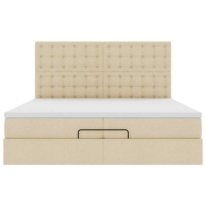 Ottoman-Bett mit Matratzen & LEDs Creme 200x200 cm Stoff