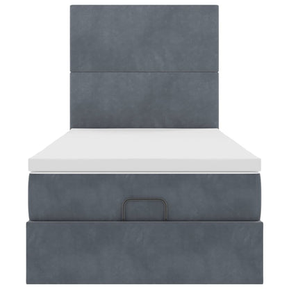 Ottoman-Bett mit Matratzen & LEDs Dunkelgrau 80x200 cm Samt