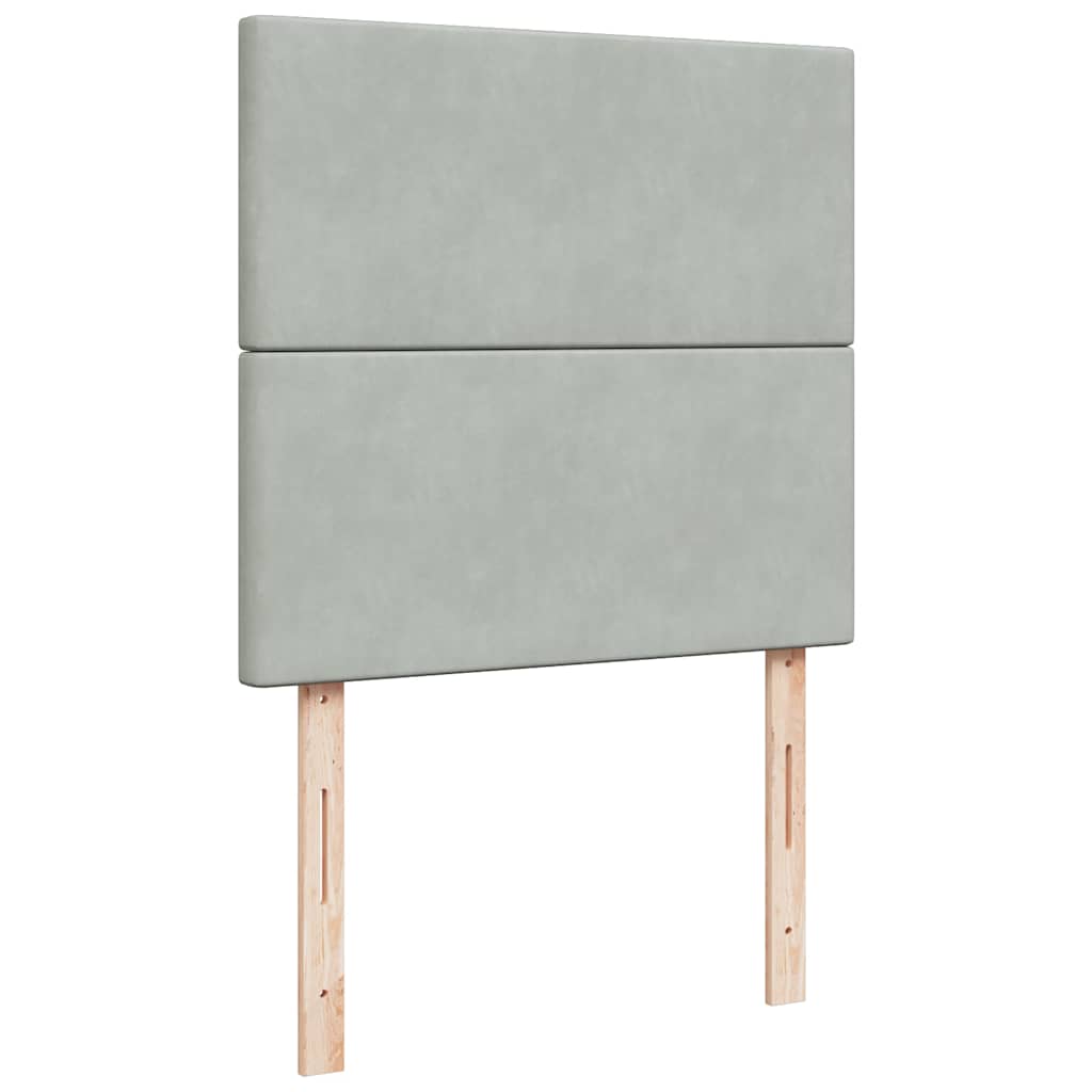 Ottoman-Bett mit Matratzen & LEDs Hellgrau 90x190 cm Samt