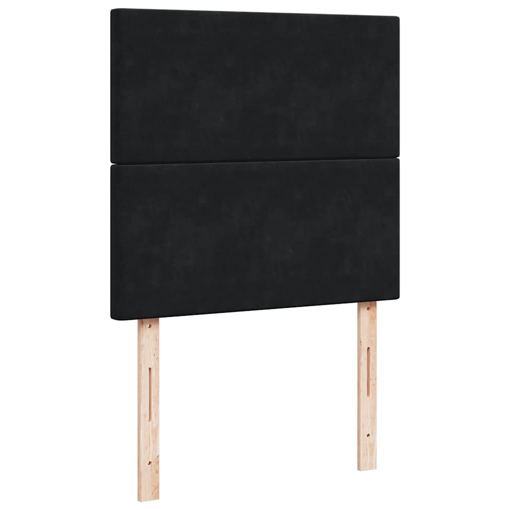 Ottoman-Bett mit Matratzen & LEDs Schwarz 90x190 cm Samt