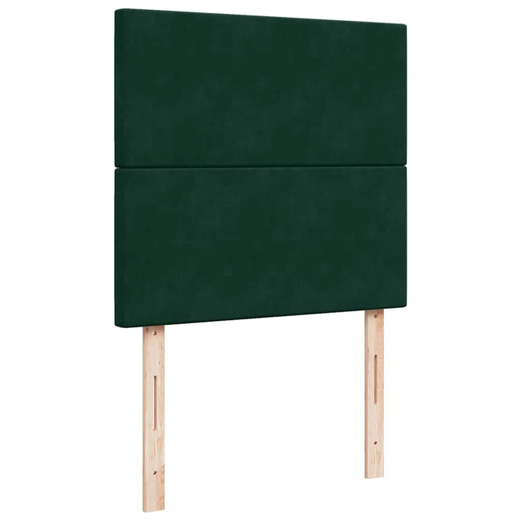 Ottoman-Bett mit Matratzen & LEDs Dunkelgrün 90x190 cm Samt