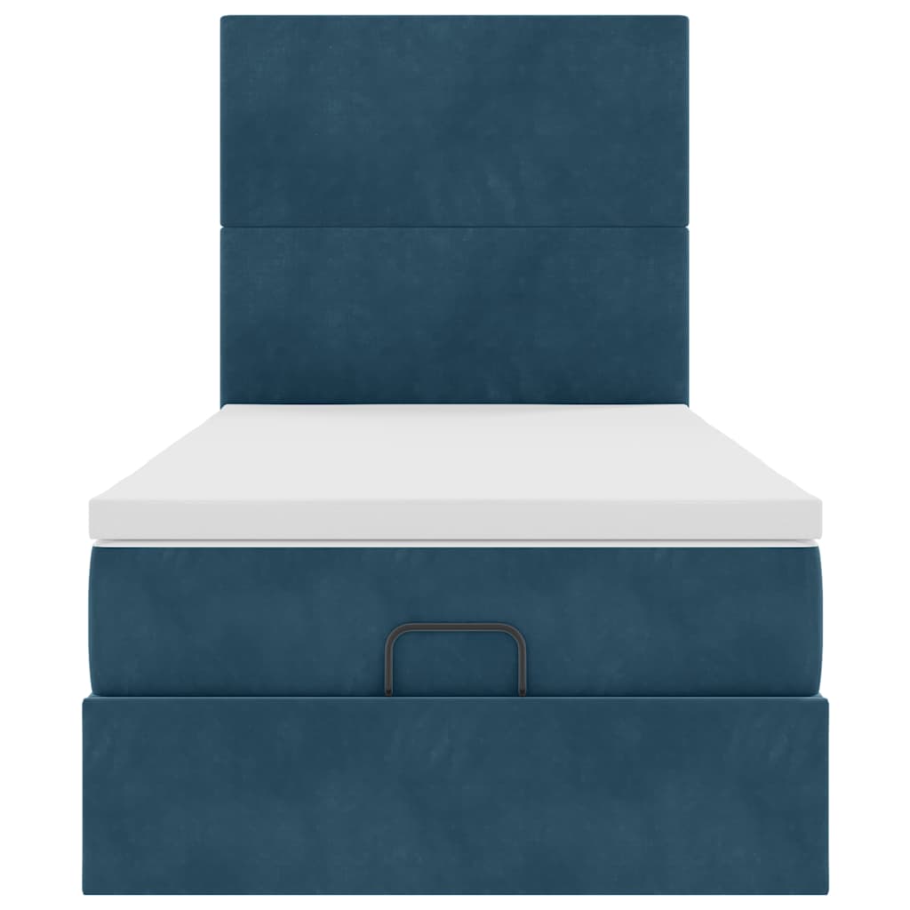 Ottoman-Bett mit Matratzen & LEDs Dunkelblau 100x200 cm Samt