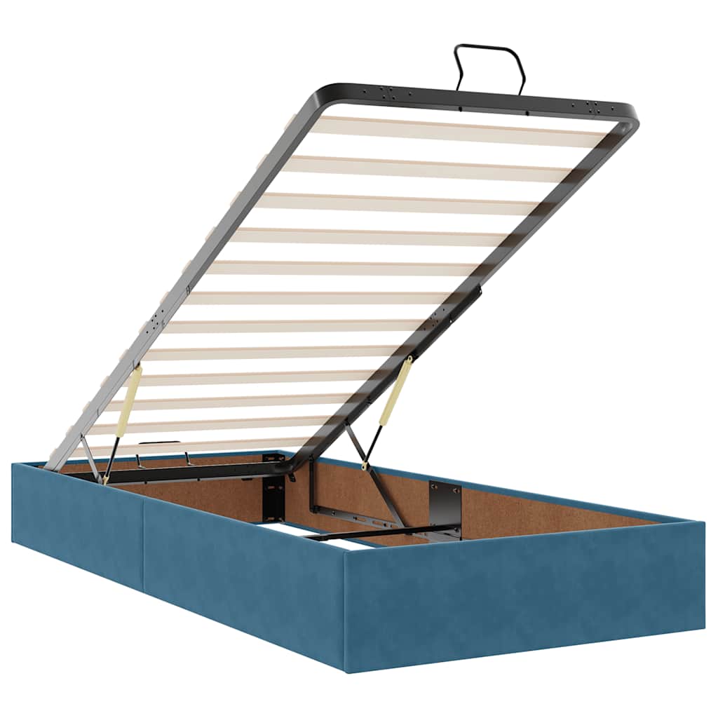 Ottoman-Bett mit Matratzen & LEDs Dunkelblau 100x200 cm Samt