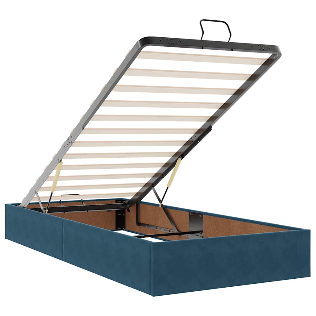 Ottoman-Bett mit Matratzen & LEDs Dunkelblau 100x200 cm Samt