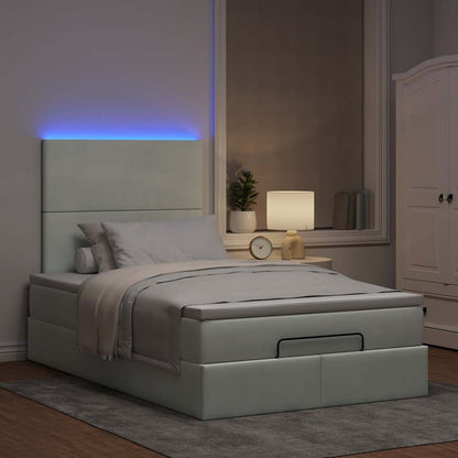 Ottoman-Bett mit Matratzen & LEDs Hellgrau 120x190 cm Samt